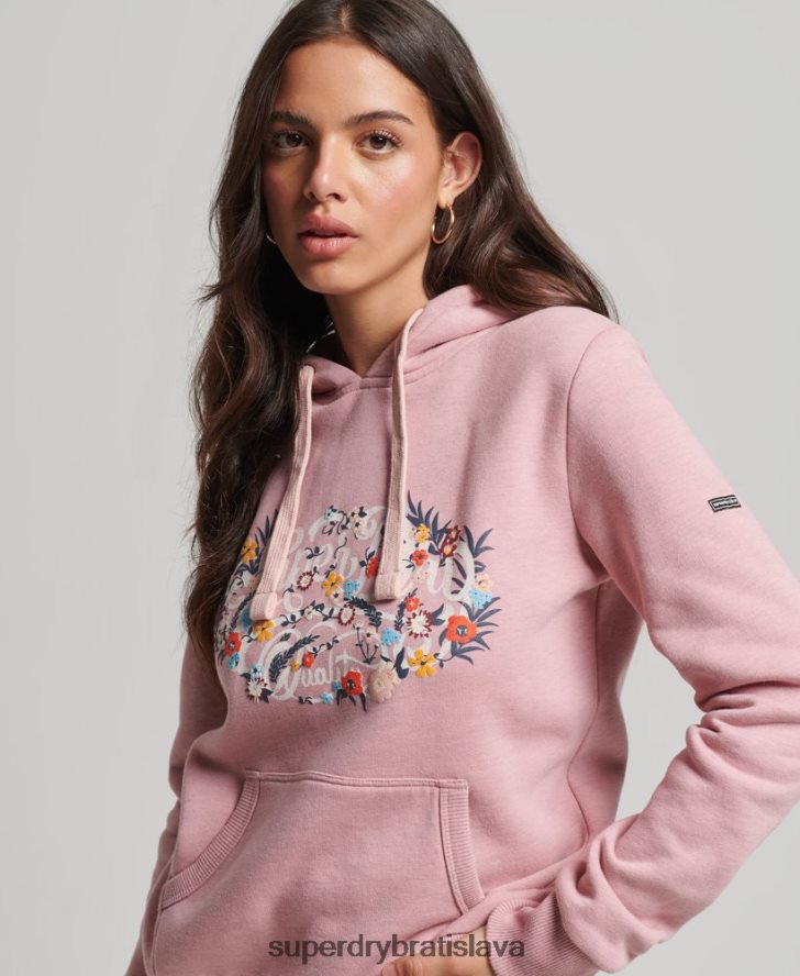 Superdry ženy mikina s kvetinovým motívom 6B4ZTR3426 oblečenie Ružová