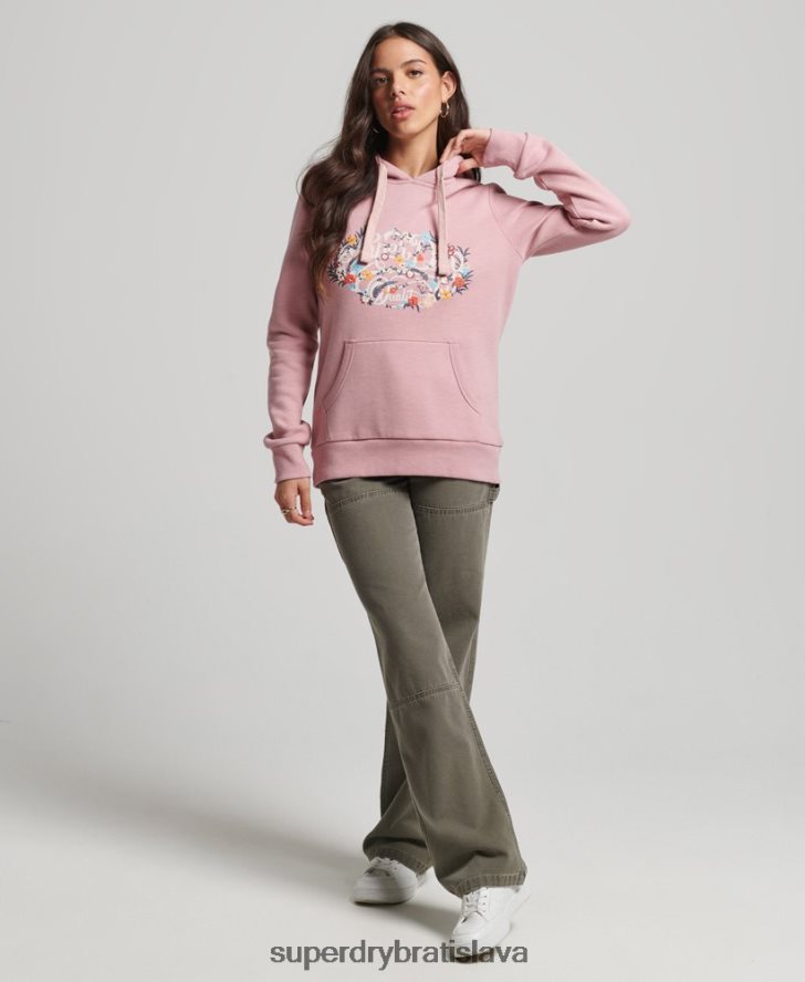 Superdry ženy mikina s kvetinovým motívom 6B4ZTR3426 oblečenie Ružová