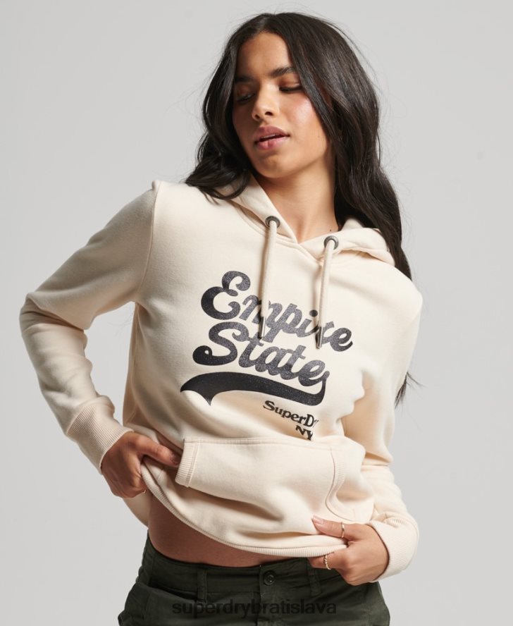 Superdry ženy mikina s lesklým grafickým logom 6B4ZTR5949 oblečenie krém