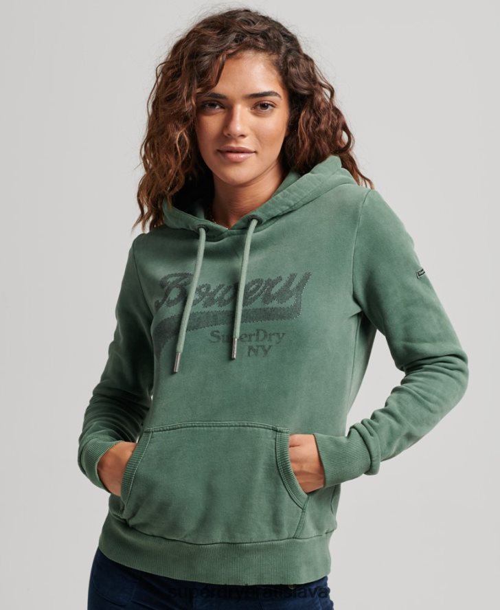 Superdry ženy mikina s lesklým grafickým logom 6B4ZTR6074 oblečenie zelená