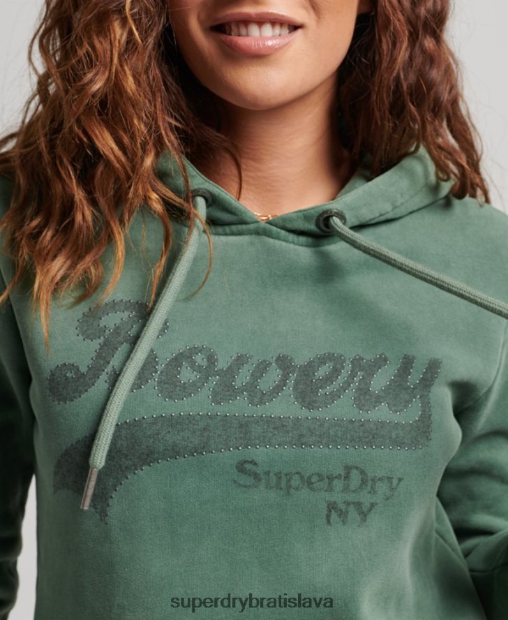 Superdry ženy mikina s lesklým grafickým logom 6B4ZTR6074 oblečenie zelená