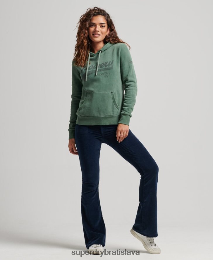 Superdry ženy mikina s lesklým grafickým logom 6B4ZTR6074 oblečenie zelená