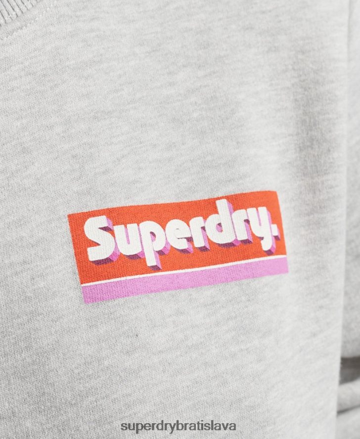 Superdry ženy mikina s logom trade tab 6B4ZTR6028 oblečenie svetlo šedá