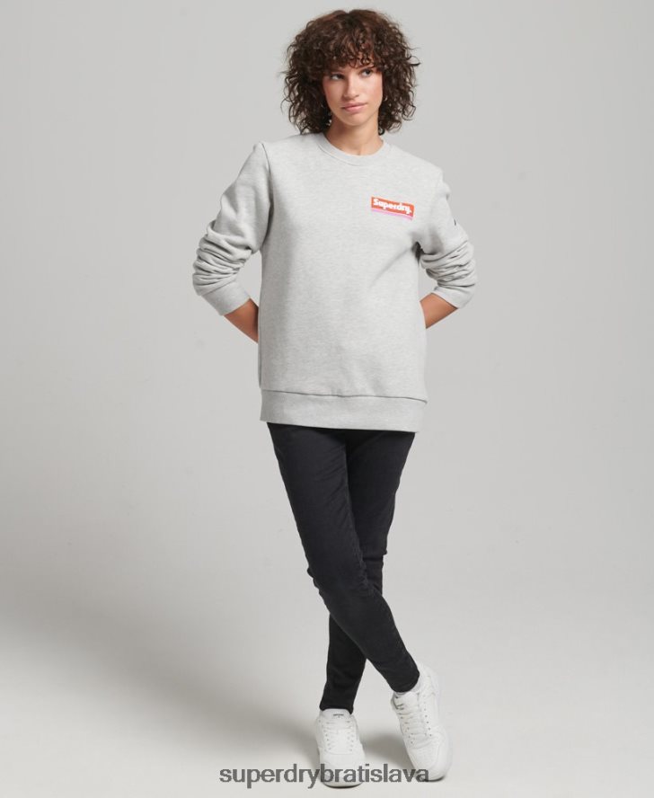Superdry ženy mikina s logom trade tab 6B4ZTR6028 oblečenie svetlo šedá