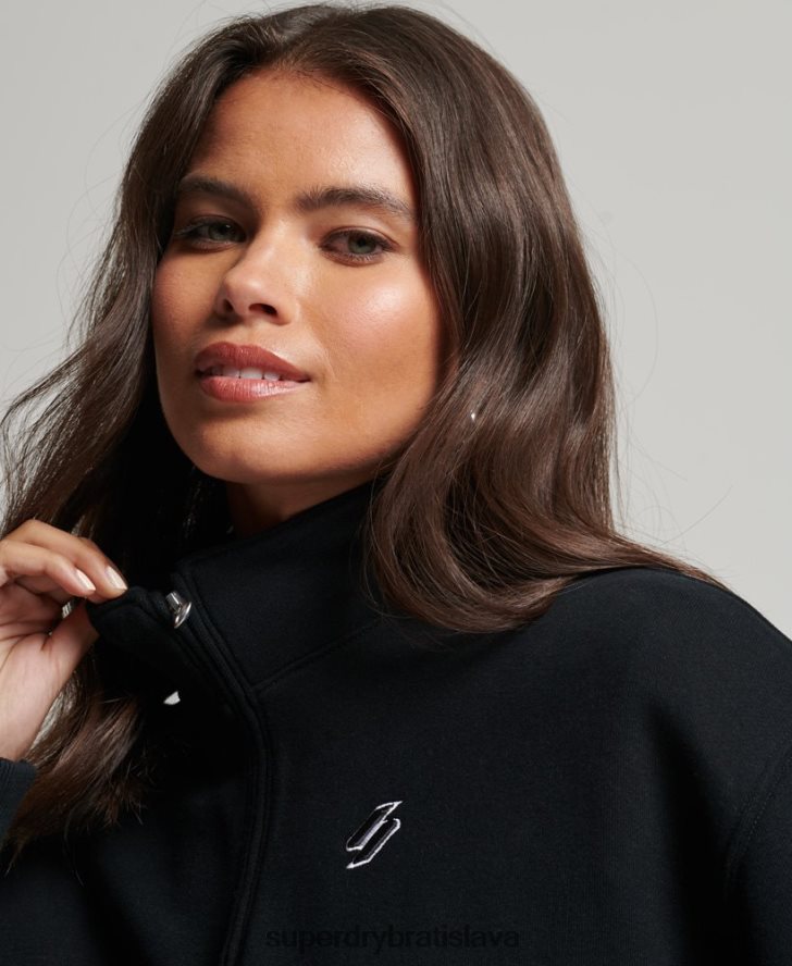 Superdry ženy mikina s polovičným zipsom s logom 6B4ZTR5840 oblečenie čierna