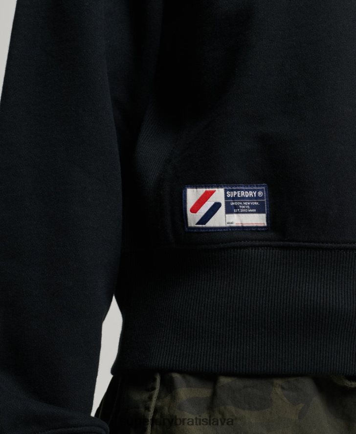 Superdry ženy mikina s polovičným zipsom s logom 6B4ZTR5840 oblečenie čierna