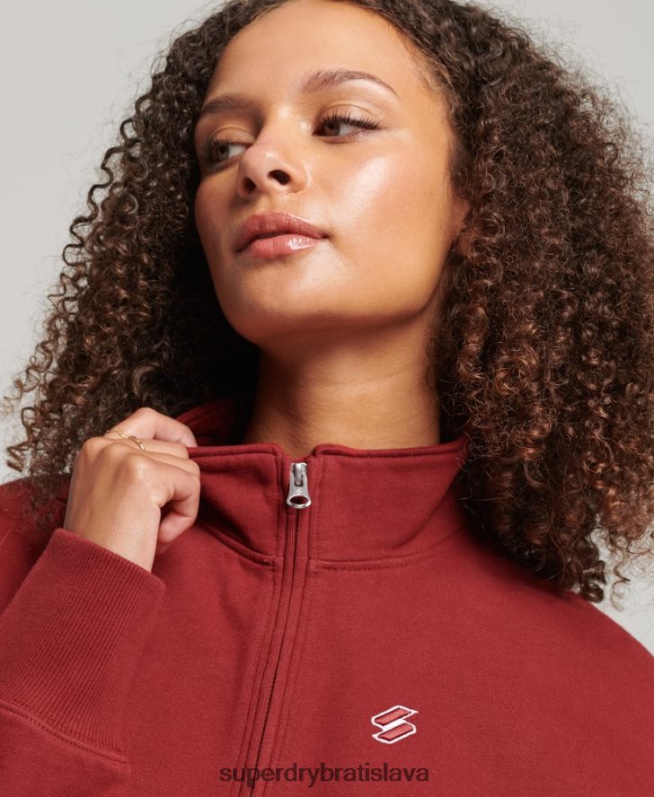 Superdry ženy mikina s polovičným zipsom s logom 6B4ZTR6051 oblečenie červená