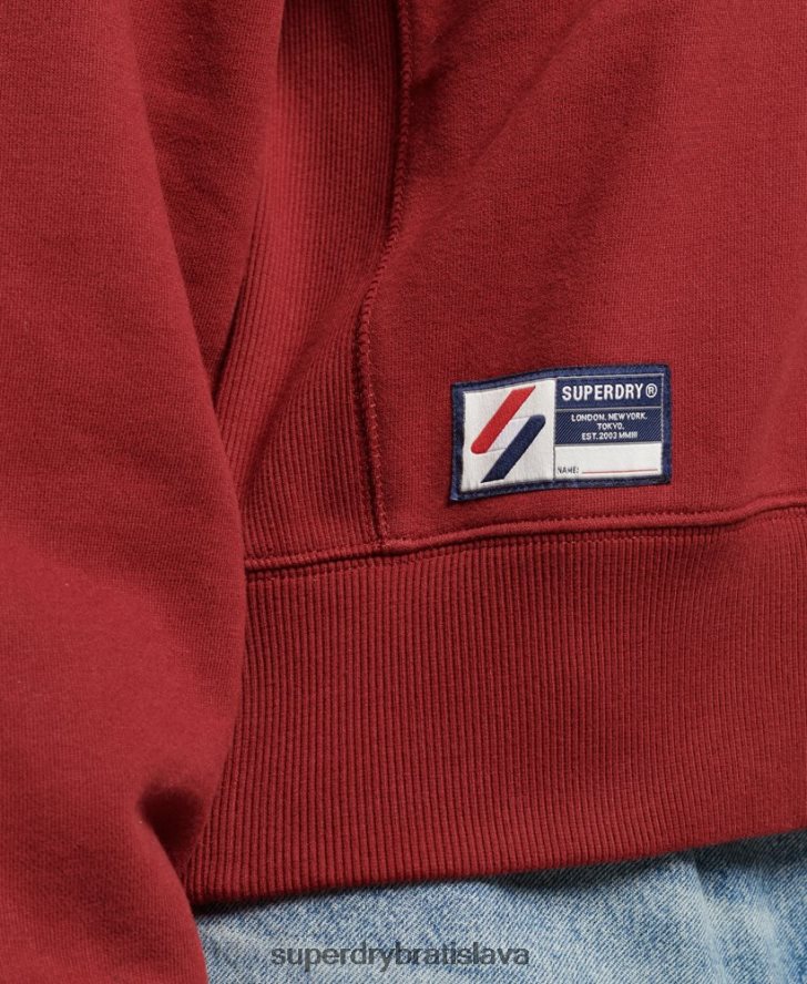 Superdry ženy mikina s polovičným zipsom s logom 6B4ZTR6051 oblečenie červená
