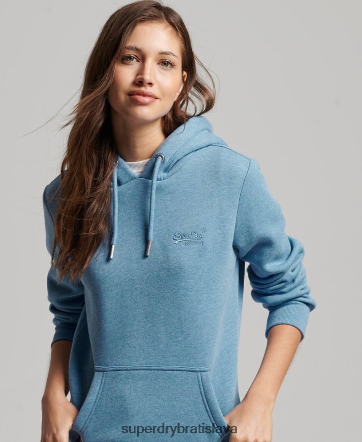 Superdry ženy mikina s vyšívaným vintage logom 6B4ZTR2194 oblečenie Modrá