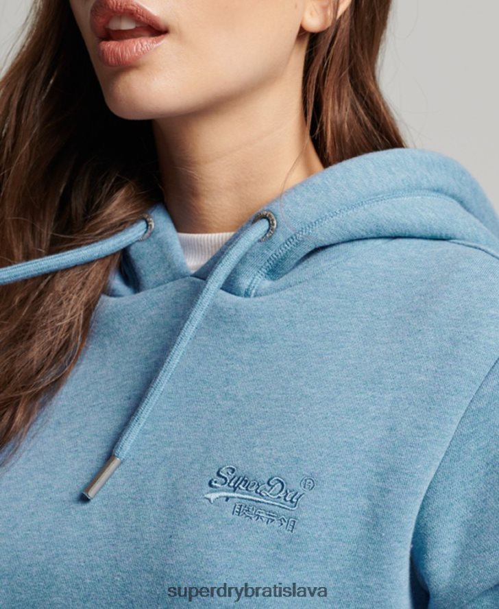 Superdry ženy mikina s vyšívaným vintage logom 6B4ZTR2194 oblečenie Modrá