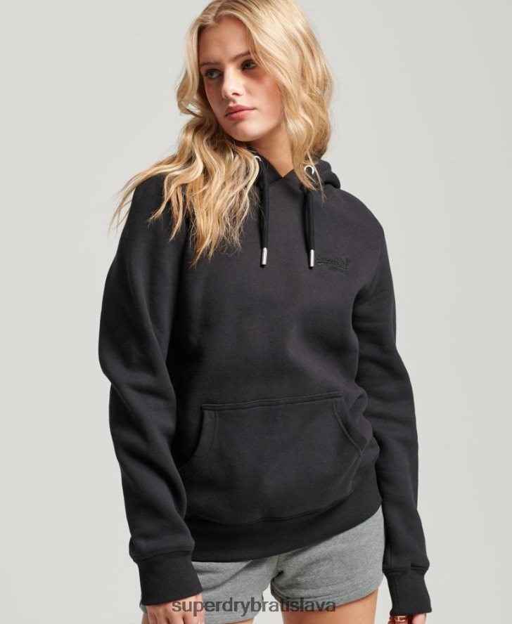 Superdry ženy mikina s vyšívaným vintage logom 6B4ZTR2321 oblečenie čierna