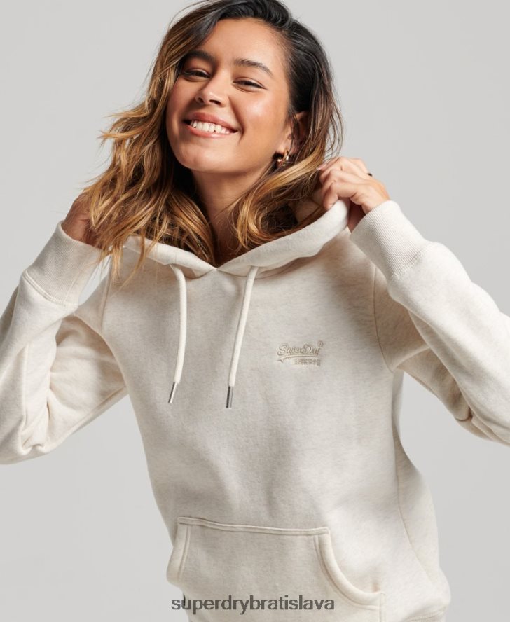 Superdry ženy mikina s vyšívaným vintage logom 6B4ZTR3270 oblečenie krém