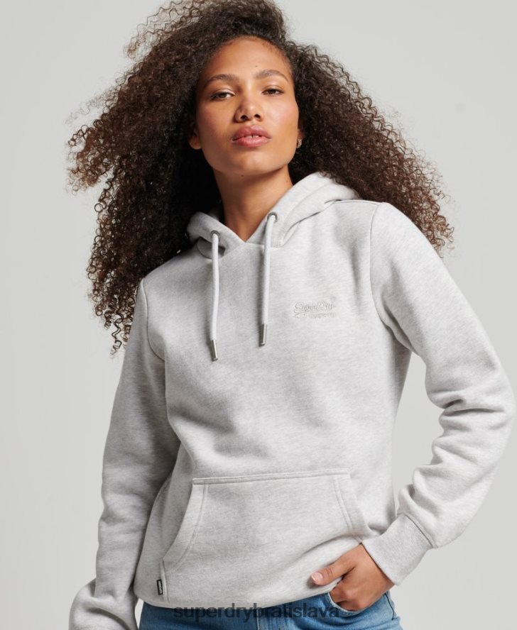Superdry ženy mikina s vyšívaným vintage logom 6B4ZTR3320 oblečenie svetlo šedá