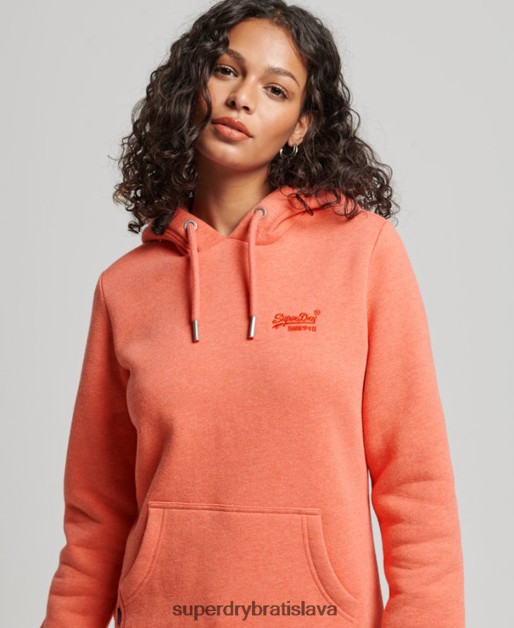 Superdry ženy mikina s vyšívaným vintage logom 6B4ZTR3358 oblečenie koralový