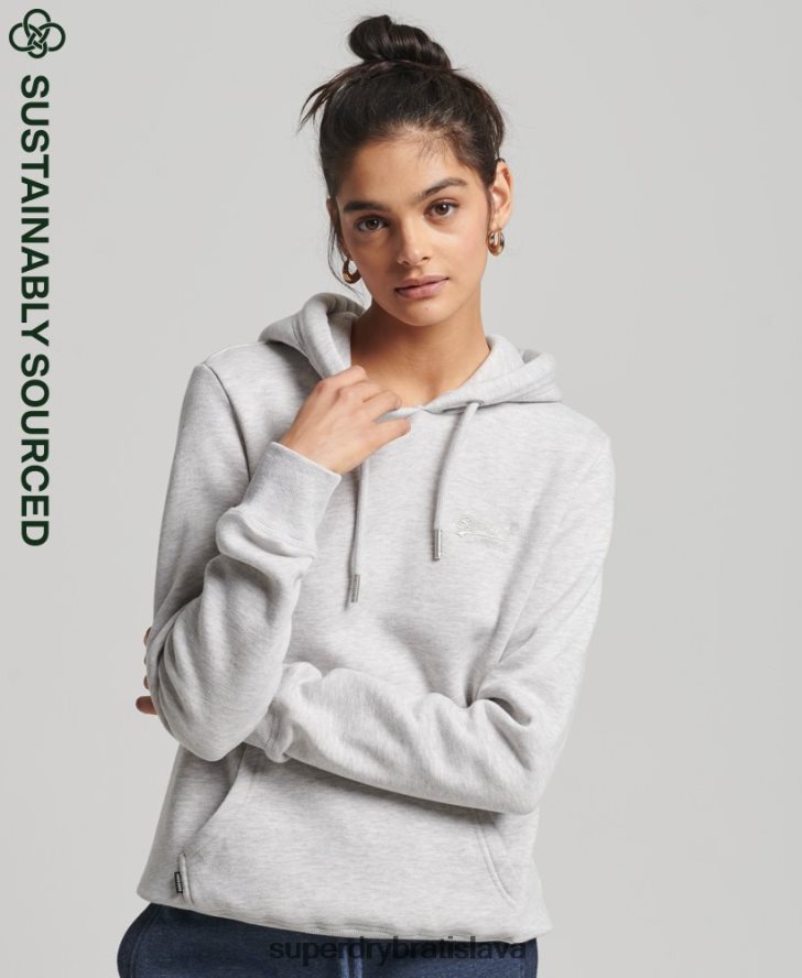 Superdry ženy mikina s vyšívaným vintage logom z organickej bavlny 6B4ZTR3336 oblečenie svetlo šedá