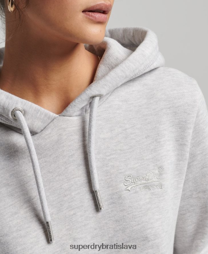 Superdry ženy mikina s vyšívaným vintage logom z organickej bavlny 6B4ZTR3336 oblečenie svetlo šedá