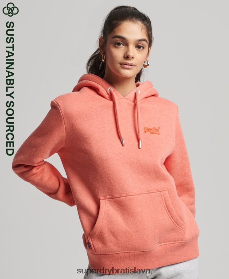 Superdry ženy mikina s vyšívaným vintage logom z organickej bavlny 6B4ZTR3385 oblečenie koralový
