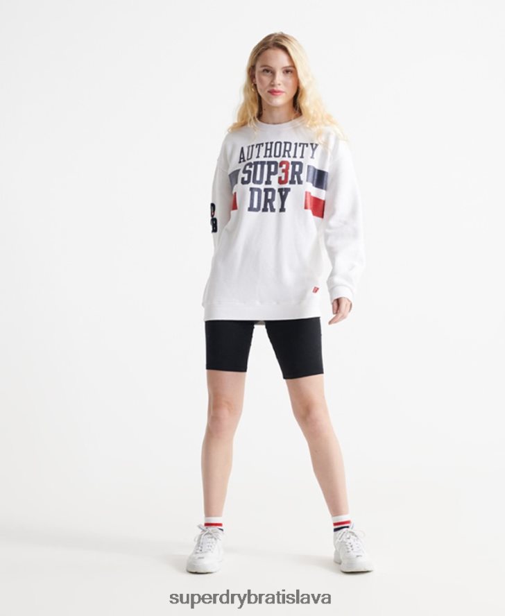Superdry ženy mikina sdqb Authority crew s výstrihom 6B4ZTR3510 oblečenie biely