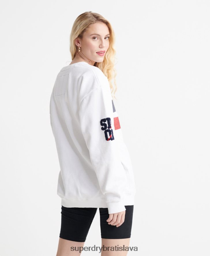 Superdry ženy mikina sdqb Authority crew s výstrihom 6B4ZTR3510 oblečenie biely