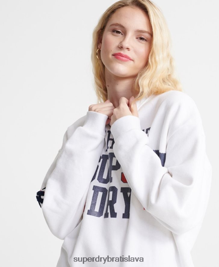 Superdry ženy mikina sdqb Authority crew s výstrihom 6B4ZTR3510 oblečenie biely