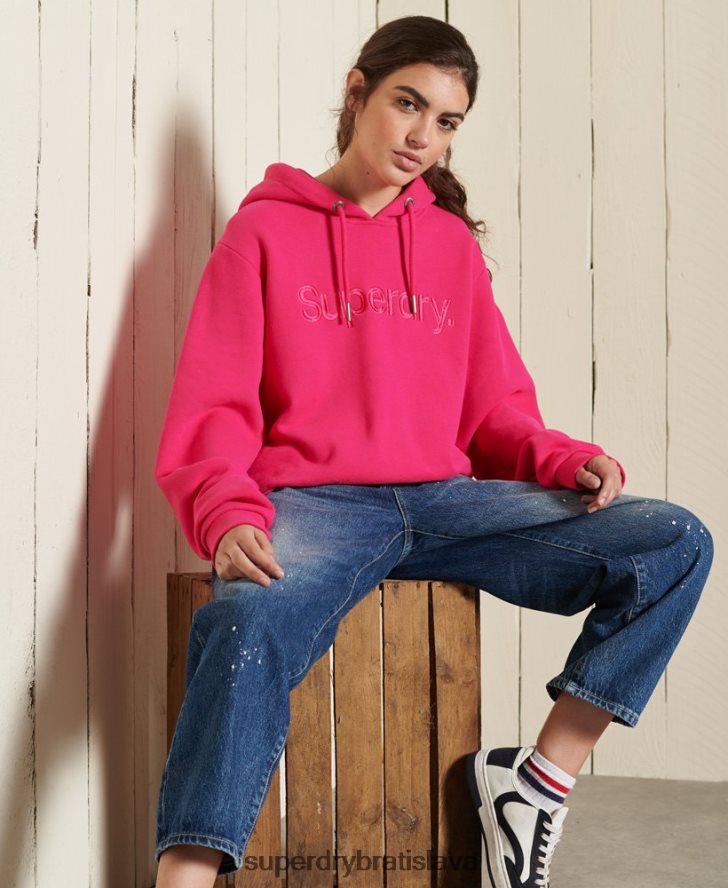 Superdry ženy mikina so zdrojom loga s kapucňou 6B4ZTR5994 oblečenie Ružová