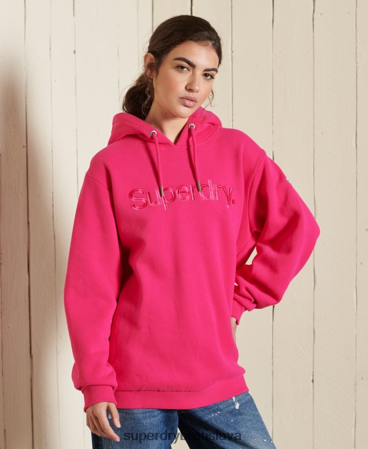 Superdry ženy mikina so zdrojom loga s kapucňou 6B4ZTR5994 oblečenie Ružová