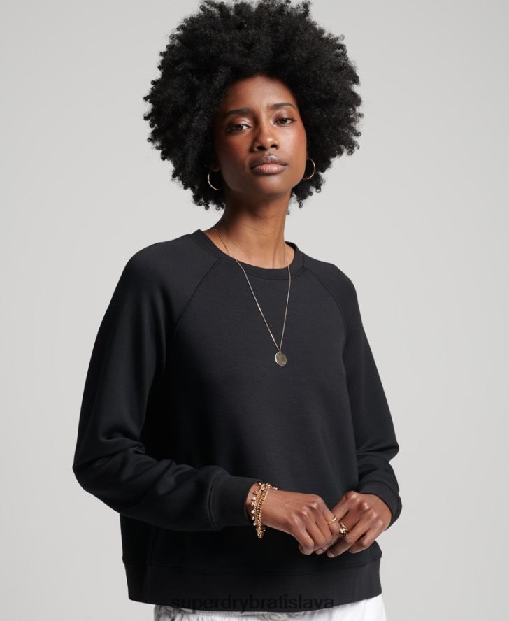 Superdry ženy modálna crew mikina 6B4ZTR5788 oblečenie čierna