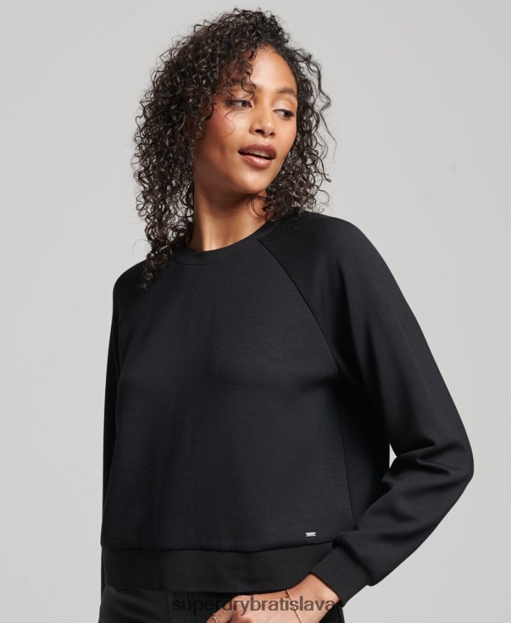 Superdry ženy modálna crew mikina 6B4ZTR6065 oblečenie čierna