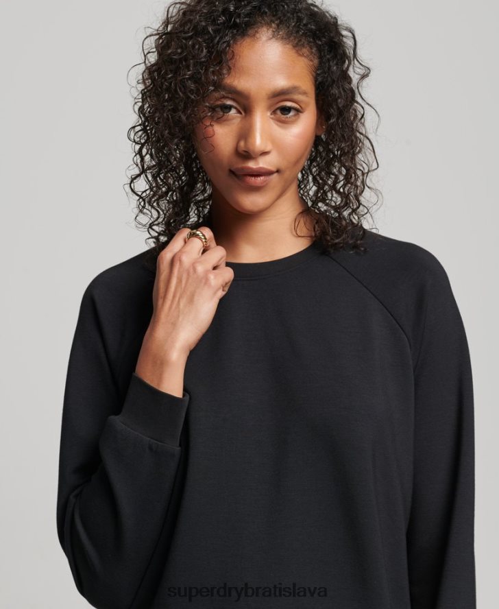 Superdry ženy modálna crew mikina 6B4ZTR6065 oblečenie čierna