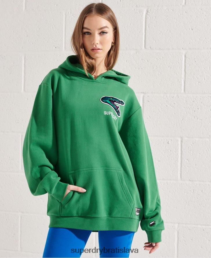 Superdry ženy moderná franšízová nadrozmerná mikina s kapucňou 6B4ZTR6052 oblečenie zelená