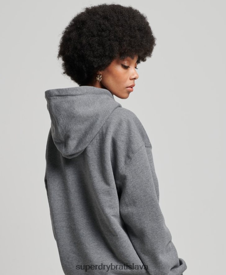 Superdry ženy nášivka oversized mikina s kapucňou 6B4ZTR3390 oblečenie tmavošedý