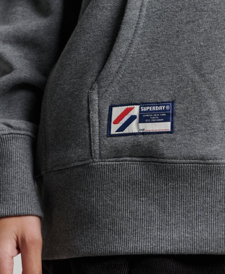 Superdry ženy nášivka oversized mikina s kapucňou 6B4ZTR3390 oblečenie tmavošedý