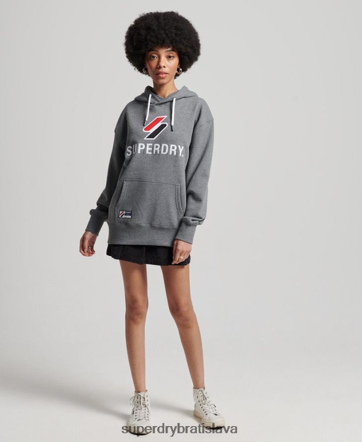 Superdry ženy nášivka oversized mikina s kapucňou 6B4ZTR3390 oblečenie tmavošedý