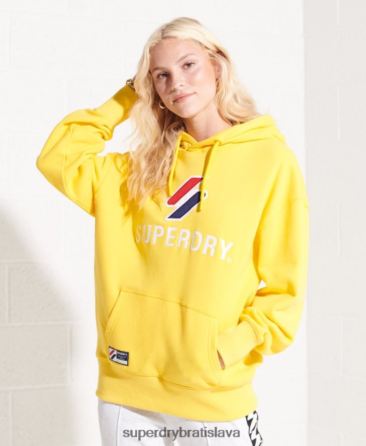 Superdry ženy nášivka oversized mikina s kapucňou 6B4ZTR5992 oblečenie žltá