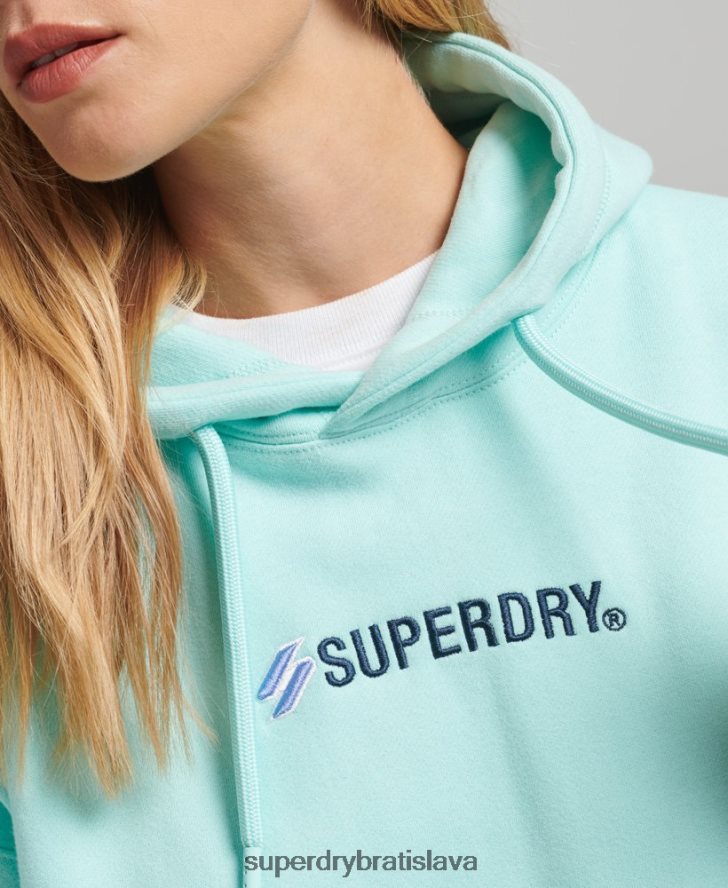 Superdry ženy nášivka s logom nadrozmerná mikina s kapucňou 6B4ZTR3434 oblečenie Modrá