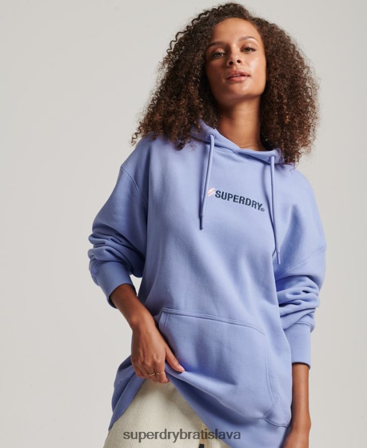 Superdry ženy nášivka s logom nadrozmerná mikina s kapucňou 6B4ZTR3442 oblečenie Fialová