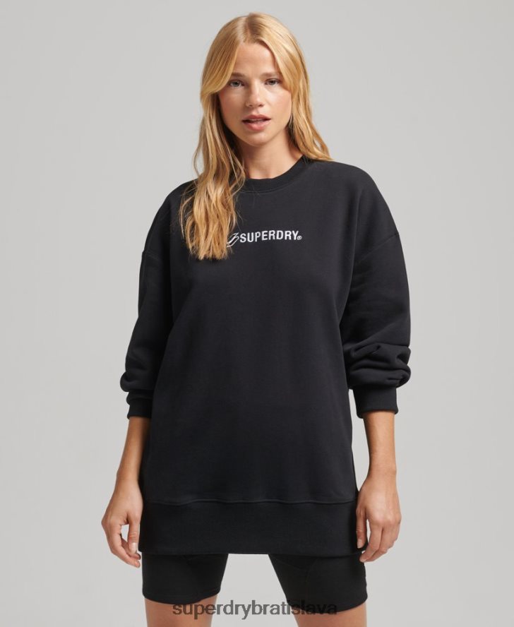 Superdry ženy nášivka s logom oversized crew jumper 6B4ZTR5984 oblečenie čierna