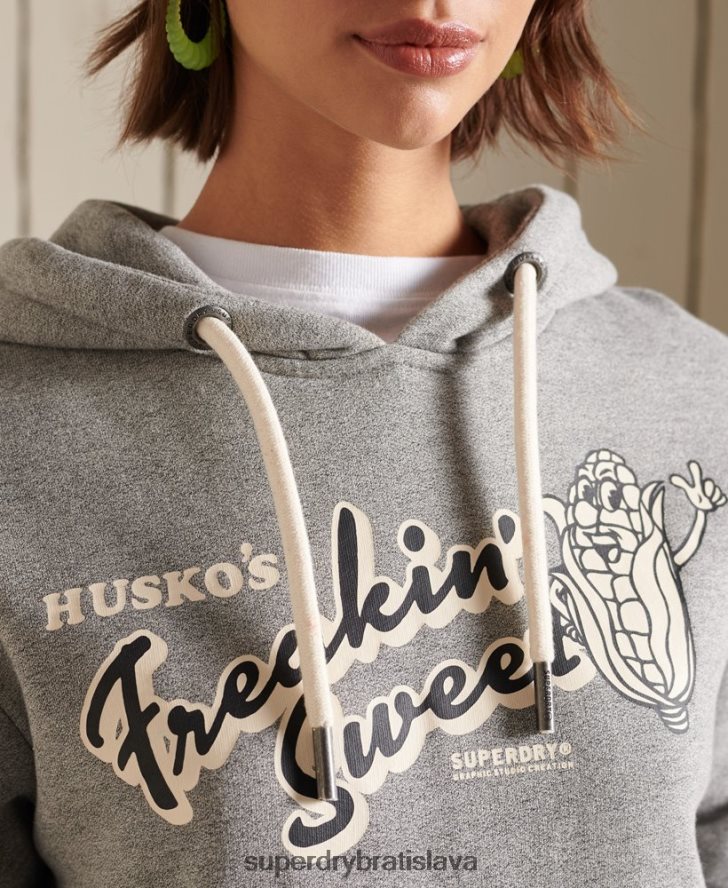 Superdry ženy nadrozmerná dedičná horská mikina s kapucňou 6B4ZTR3469 oblečenie svetlo šedá