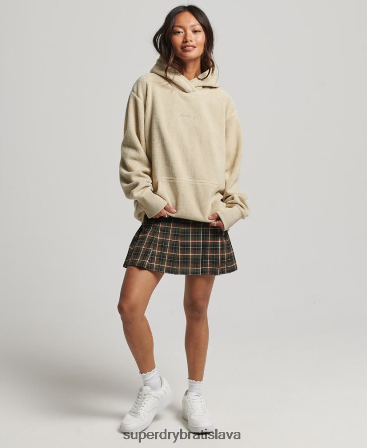Superdry ženy nadrozmerná mikina s grafickým fleecom 6B4ZTR5872 oblečenie béžová