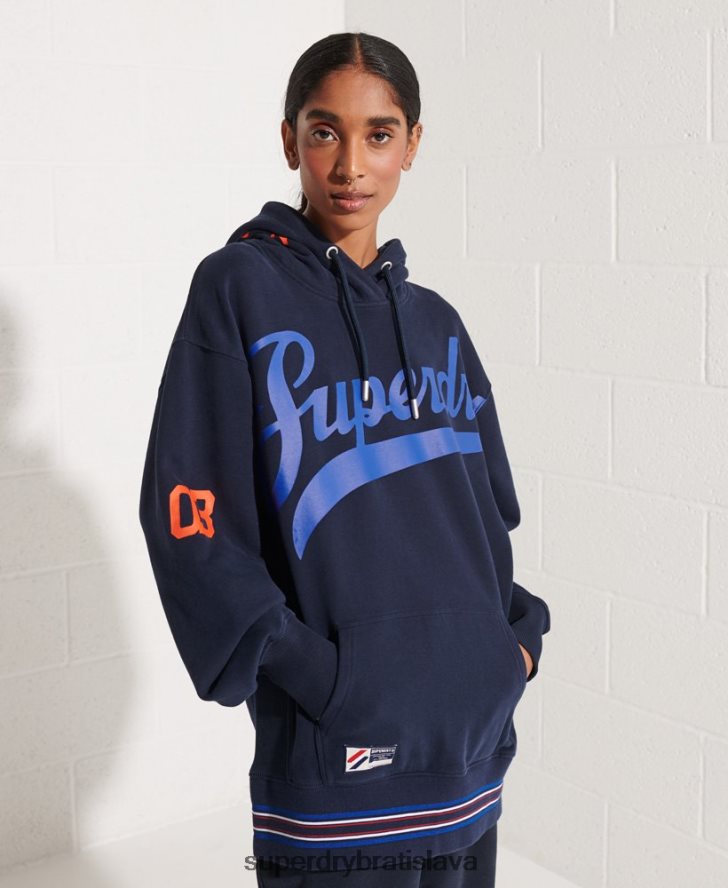 Superdry ženy nadrozmerná mikina s kapucňou 6B4ZTR5964 oblečenie námorníctvo