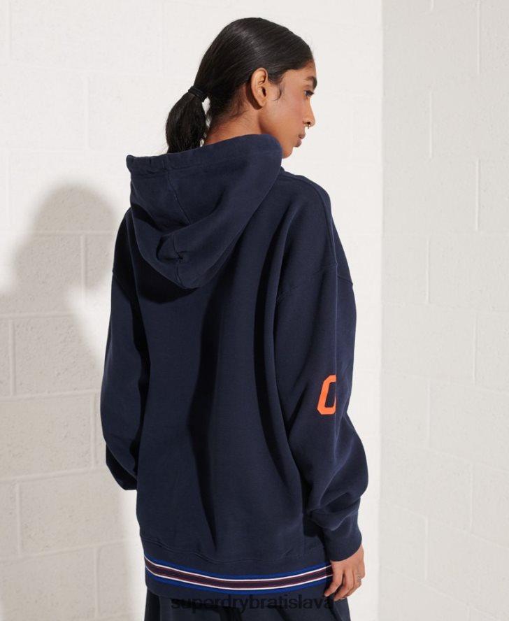 Superdry ženy nadrozmerná mikina s kapucňou 6B4ZTR5964 oblečenie námorníctvo