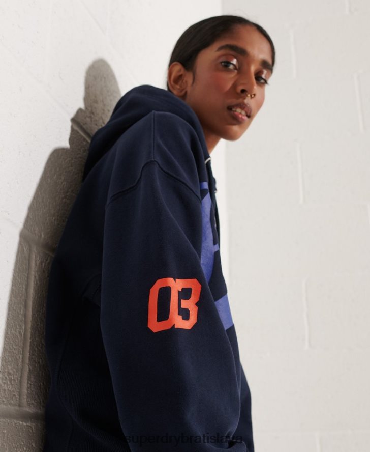 Superdry ženy nadrozmerná mikina s kapucňou 6B4ZTR5964 oblečenie námorníctvo