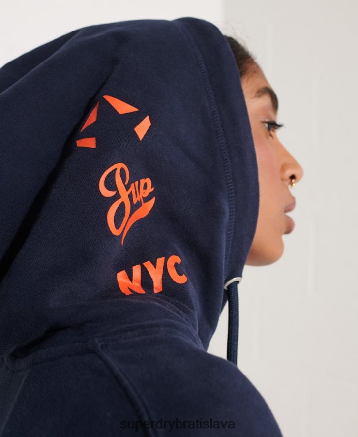 Superdry ženy nadrozmerná mikina s kapucňou 6B4ZTR5964 oblečenie námorníctvo