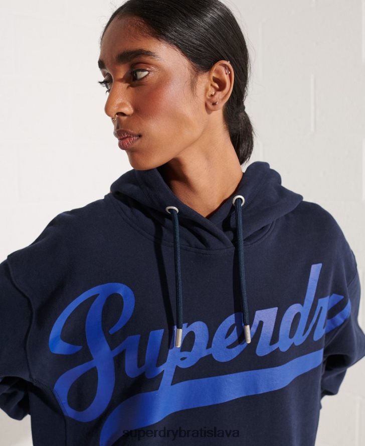 Superdry ženy nadrozmerná mikina s kapucňou 6B4ZTR5964 oblečenie námorníctvo