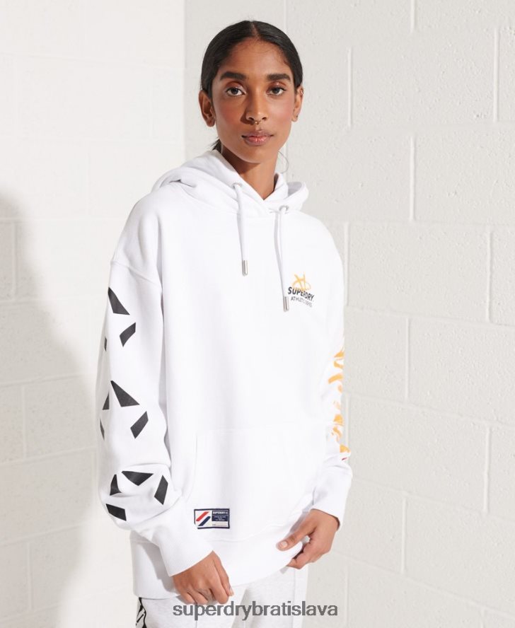 Superdry ženy nadrozmerná mikina s kapucňou 6B4ZTR5975 oblečenie biely