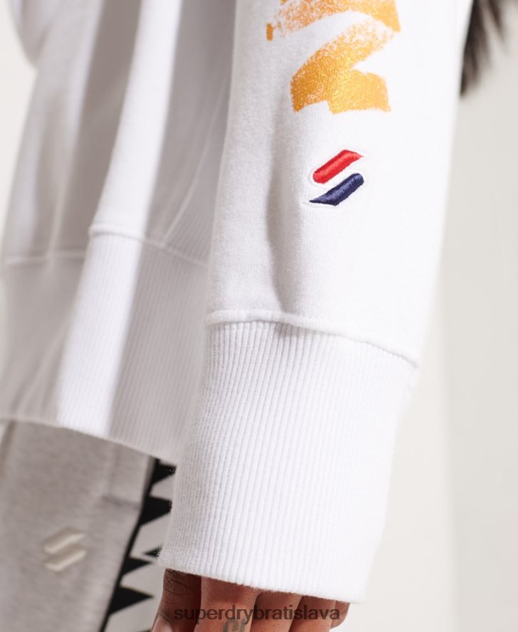 Superdry ženy nadrozmerná mikina s kapucňou 6B4ZTR5975 oblečenie biely