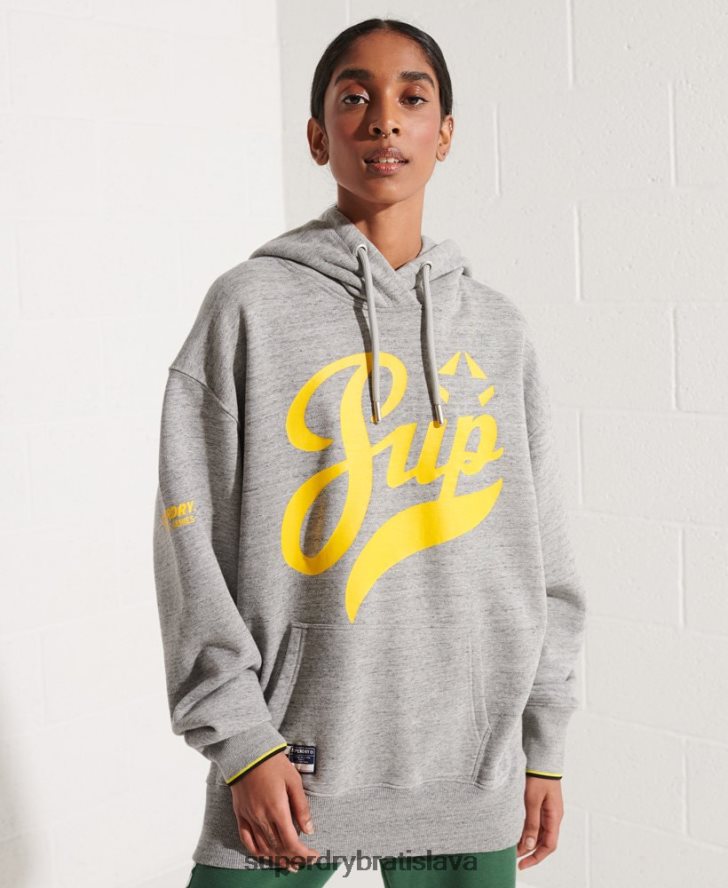 Superdry ženy nadrozmerná mikina s kapucňou 6B4ZTR5976 oblečenie svetlo šedá