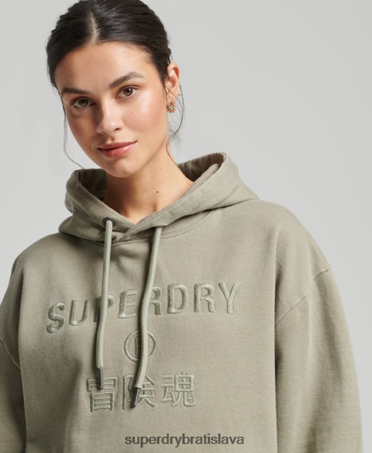 Superdry ženy nadrozmerná mikina s kapucňou s logom na odevy 6B4ZTR3433 oblečenie kaki