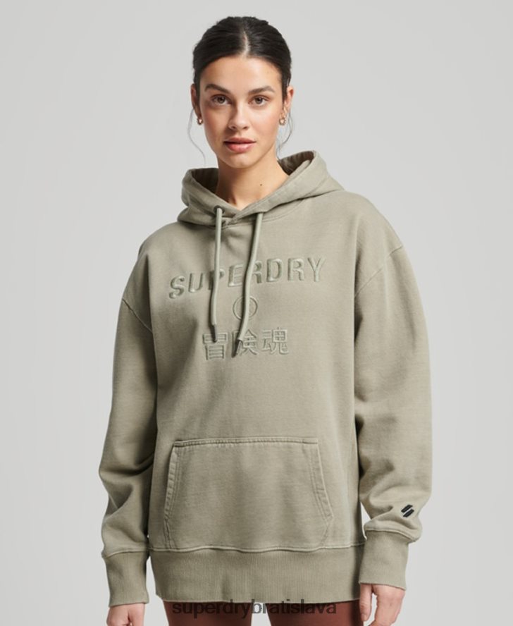 Superdry ženy nadrozmerná mikina s kapucňou s logom na odevy 6B4ZTR3433 oblečenie kaki