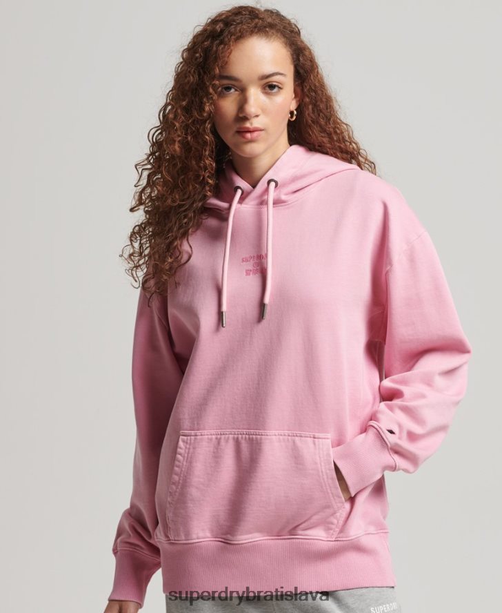 Superdry ženy nadrozmerná mikina s kapucňou s logom na odevy 6B4ZTR3450 oblečenie Ružová